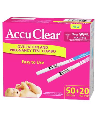 Accu-Clear 50 Ovulation and 20 Pregnancy Test Strips Over 99% Accurate, 70 Count 50 Ovulation Tests and 20 Pregnancy Tests