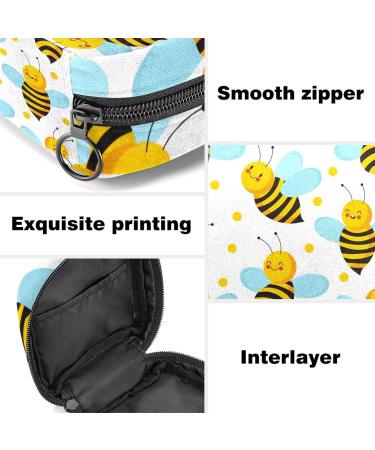Menstruation Pad Bag with Zipper - Cute Flying Bees Pattern | Women's Napkin & Tampon Bag - Perfect Travel Organizer for Girls - Buy Online on GoSupps.com