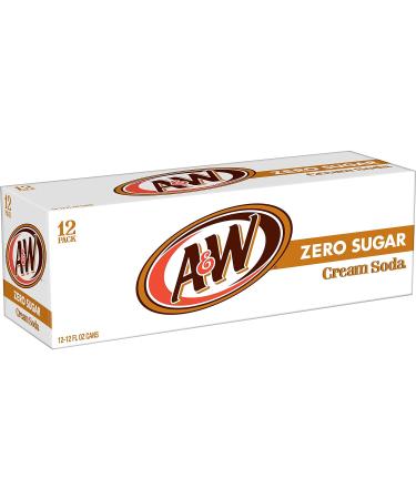 A&W Zero Sugar Cream Soda 12 Pack - 12 fl oz Cans | Refreshing Guilt-Free Beverage | International Shipping Available - Buy Online on GoSupps.com