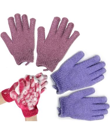 Exfoliating Bath Gloves 2 Pairs - Luxury Spa Hand Gloves for Dead Skin Cell Remover & Shower Massage - Blue & Green - Buy Online on GoSupps.com