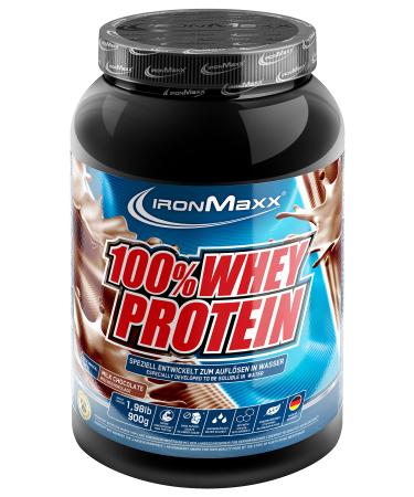 Ironmaxx 100% whey protein powder - milk chocolate 900g can |Suck -reduced water -soluble protein powder from whey protein |Many different flavors milk chocolate 900g can - Buy Online on GoSupps.com