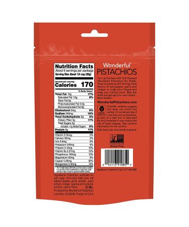 Wonderful Pistachios No Shells Chili Roasted 5.5oz | Healthy Snack  Resealable Pouch - Buy Online on GoSupps.com