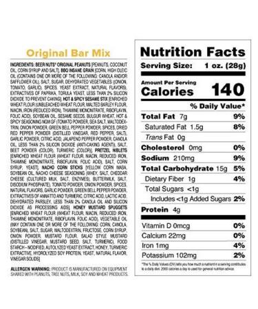 BEER NUTS Original Bar Mix - Crunchy Party Pretzels, Cheese Sticks, Sesame Sticks, Corn Nuts & Glazed Peanuts - 20oz Resealable Bag - Snack Chips Alternative - Buy Online on GoSupps.com