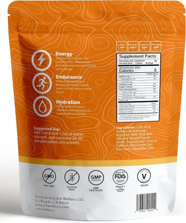 Voli Energy - Santa Barbara Citrus Clean Energy Supplement | 100mg Caffeine from Green Tea | No Artificial Sweeteners | 15 Servings (Pack of 1 - Buy Online on GoSupps.com