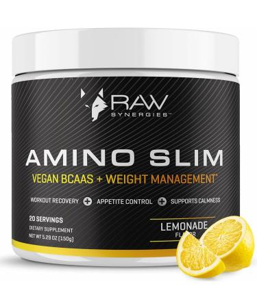 Amino Slim - Slimming BCAA Weight Loss Drink for Women, Vegan Amino Acids & L-Glutamine Powder for Post Workout Recovery & Fat Burning | Daily Appetite Suppressant, Metabolism Booster & Stress Relief Lemonade 5.29 Ounce (P