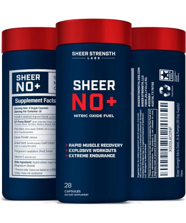 Sheer Strength Nitric Oxide Supplement - Nitric Oxide Supplements for Men - Supports Vascularity & Energy - Nitric Oxide Booster - Promotes Muscle Growth & Pumps (7 Day Supply)