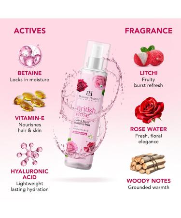 Botanic Hearth British Rose Hair Perfume & Body Mist Alcohol-Free Clean Fragrance Hair Spray - British rose scent - 3.4 Fl Oz - Buy Online on GoSupps.com
