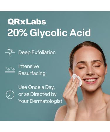 Glycolic Acid 20% Resurfacing Pads for Face & Body with Vitamins B5, C & E - Exfoliates Skin, Reduces Fine Lines & Wrinkles - Peel Pads - Buy Online on GoSupps.com