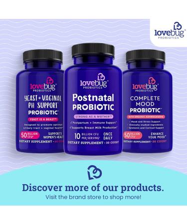 Lovebug Yeast + Vaginal pH Support | 50 Billion CFU Probiotics for Yeast & UTI Relief | 60 Capsules - Clinically Studied Ingredients - Buy Online on GoSupps.com
