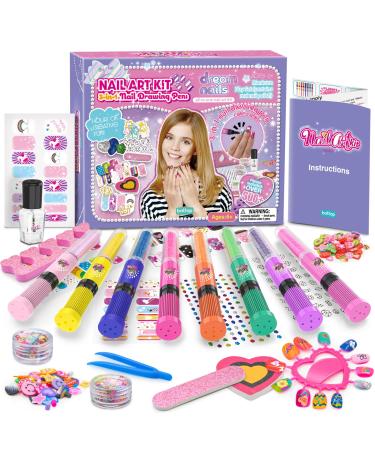 BATTOP Kids Nail Polish Set for Girls  Nail Art Kit for Girls Ages 7-15  3 IN 1 Nail Polish Pen Combo Glitter with 3D Nail Decoration Accessories  Perfect Gifts for girls