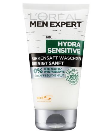 L'Or al Men Expert Hydra Sensitive Wash with Birch Sap Cleans Sensitive and Sensitive Men's Skin Moisturizes without Alcohol (150ml)