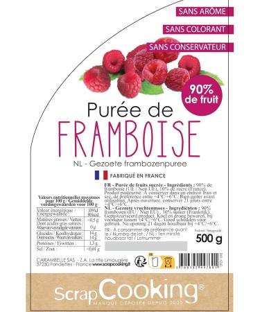 ScrapCooking Raspberry Puree 500 g - Fruit Puree for Pastry - Macaroons Mousses Jellies Cakes Ganaches Toppings Coulis  - Buy Online on GoSupps.com