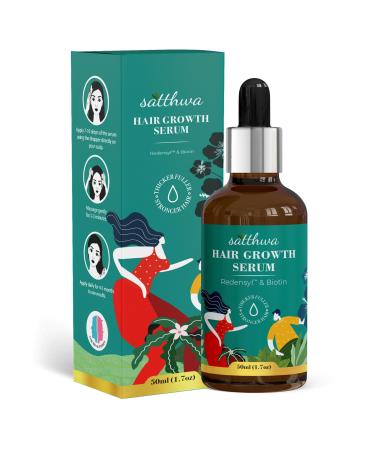 Satthwa Hair Growth Serum with Redensyl 3% & Anagain 4% - Thicker & Fuller For Hair Fall Control For Men & Women 50ml (1.7oz)