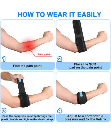 Elbow Brace for Tendonitis & Tennis Elbow - Compression Pad for Pain Relief - Golfers Sleeve for Men & Women (Medium Size - Black) - Buy Online on GoSupps.com
