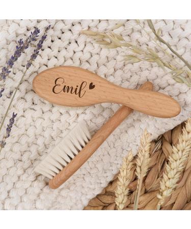 Personalized Baby Brush - Soft Goat Hair & Beech Wood for Newborns | Ideal Infant Care Comb - Buy Online on GoSupps.com