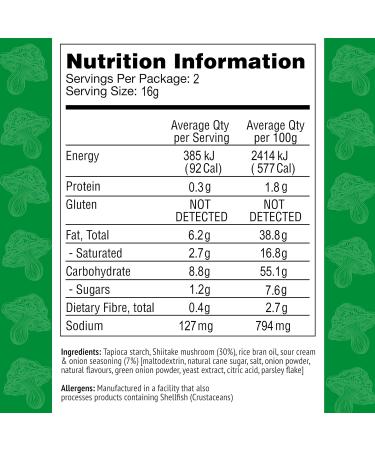 Real Naturals Shiitake Mushroom Chips Sour Cream and Onion Non GMO Low Calorie Vegan 12 Count of 32g - Buy Online on GoSupps.com