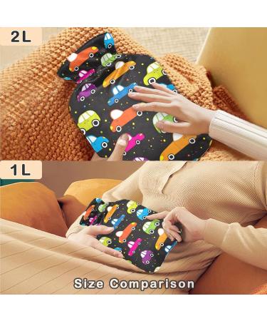 Naanle Colored Cars Hot Water Bottle - 2L Transparent Cover for Bed & Pain Relief | Large Hot Water Bottle for Hand & Feet Warmth - Buy Online on GoSupps.com