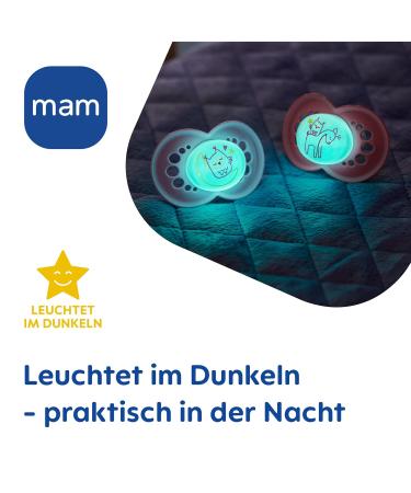 MAM Original Night Pacifier Set - Eco-Friendly Tooth-Friendly Silicone Baby Pacifiers for 6-16 Months | Includes Pacifier Box - Reh/Owl Design - Buy Online on GoSupps.com