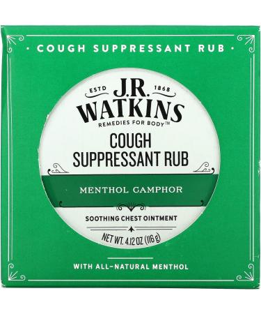 J R Watkins Cough Suppressant Rub - Menthol & Camphor 4.12 oz | Natural Relief - Buy Online on GoSupps.com