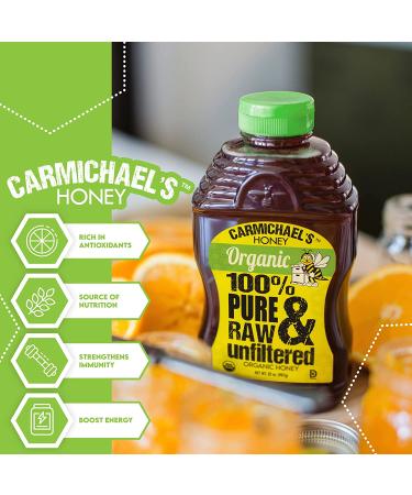 Carmichaels Organic Honey - USDA Certified Raw & Unfiltered Sweetener (32 oz) - Buy Online on GoSupps.com