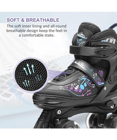 Hikole Roller Skates for Girls and Boys 4 Size Adjustable Kids Roller Skates with 8 Light Up Wheels Toddler Skates for Outdoor & Indoor Black M(13C-3Y US) - Buy Online on GoSupps.com