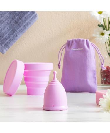 Innovagoods Menstrual Cup - Medical Silicone Hypoallergenic & Ergonomic 12H Protection Includes Sterilizer & Cotton Pocket Pink 1 Piece - Buy Online on GoSupps.com