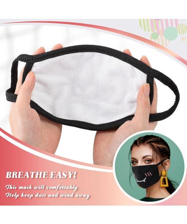 Kawaii Anime Face Mask Set - 10 Pack Cute Mouth Coverings for Women, Girls, Kids - Reusable & Washable - Black & White - Buy Online on GoSupps.com