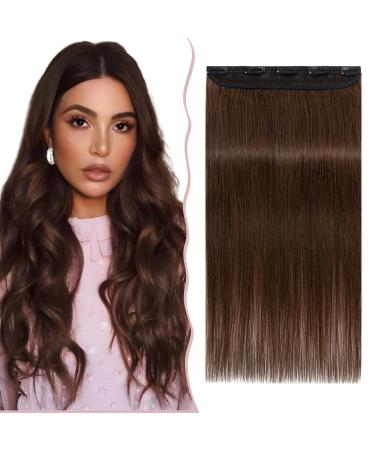 22 inch SEGO One Piece Clip in Human Hair Extension #4 Medium Brown Straight (55g)