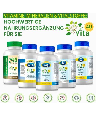  Vita 4u Magnesium bisglycinate 300 tablets 1800 mg of magnesium glycinate per day including 250 mg of elemental magnesium - Buy Online on GoSupps.com