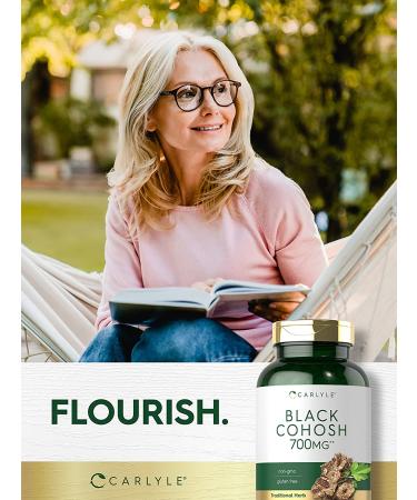 Black Cohosh Capsules 700mg 300 Count | Non-GMO & Gluten Free Root Extract Supplement by Carlyle - Buy Online on GoSupps.com