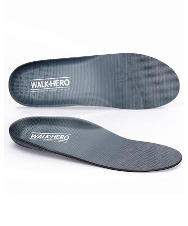 Walkhero Plantar Fasciitis Pain Relief Insoles High Arch Support Orthotic Shoes Inserts Relieve Flat Feet and Foot Fatigue (Mens 10-10 1/2 | Womens 12-12 1/2 Gray) Mens 10 - 10 1/2 | Womens 12 - 12 1/2 Gray