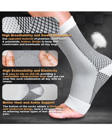 Neuropathy Compression Socks for Plantar Fasciitis Pain Relief - Men and Women - Ankle Brace with Arch Support and Heel Spur Relief - White L/XL - Buy Online on GoSupps.com
