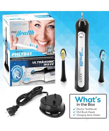 Buy Pyle Health Ultrasonic Rechargeable Electric Toothbrush - 3 Modes Timer 2 Brush Heads - Ideal for Kids Teens & Adults - PHLTB41BK - Buy Online on GoSupps.com