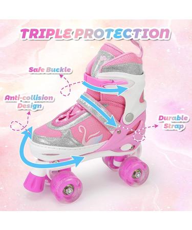Light Up Roller Skates for Kids - Adjustable Size Pink Skates for Boys and Girls Beginners (10C-1Y) - Buy Online on GoSupps.com