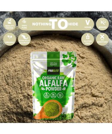 Organic Alfalfa Powder 500g Support Energy and Stress Vegan Keto Green Superfood Supergreen Raw Natural Alfalfa Powder Juice Shots PROELITE - Buy Online on GoSupps.com
