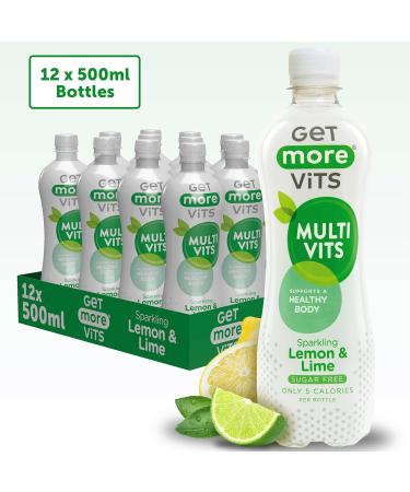 Get More Vits - Multi Vitamin Sparkling - Lemon & Lime - 500ml - Pack of 12 - Buy Online on GoSupps.com