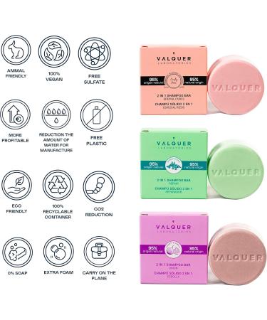 Valquer Laboratorios - 2 in 1 solid shampoo repairer (shampoo and conditioner) - 95% natural ingredients - Damaged hair - Vegan - Protects and repairs - 70 Gr - Buy Online on GoSupps.com