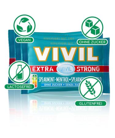 Buy Vivil Extra Strong Spearmint Pastilles - Sugar-Free & Vegan 5 x 3 Pack (15 x 25g) - International Shipping Available - Buy Online on GoSupps.com