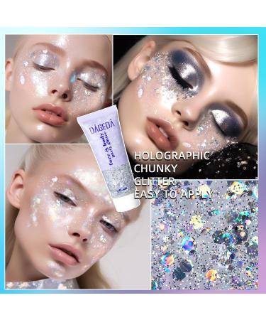 Prreal Body Glitter 50ml - Mermaid Sequins Chunky Glitter Gel Kit for Festivals & Makeup | Long-Lasting Silver Glitter - Buy Online on GoSupps.com