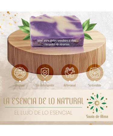  Savia De Alma Handmade Soap with Lavender Oil | Soothing Natural & Vegan | Ideal for Night Routines or Delicate Skin | Made in Spain | 100g - Buy Online on GoSupps.com