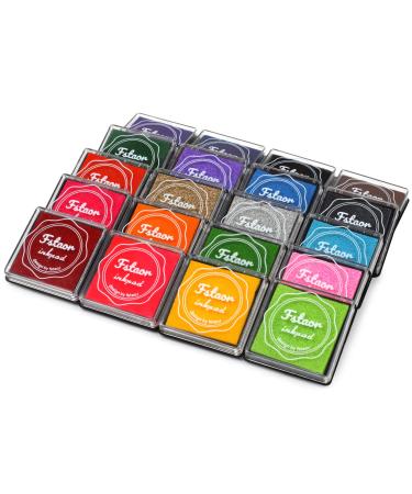 Fstaor 20 Colors Washable Ink Pads for Kids Rubber Stamps, Finger Print Crafts Stamp Pad for Kids, Paper, Scrapbooking, Fabric,Wood (Pack of 20)