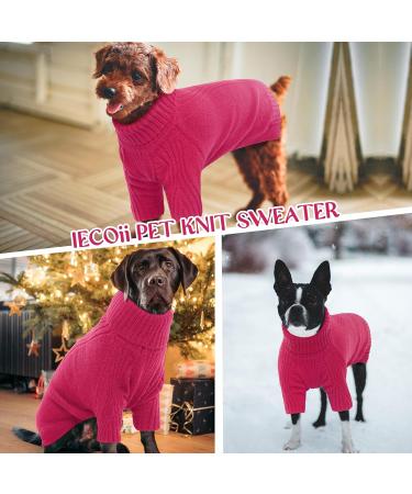 Iecoii Warm Turtleneck Dog Sweater - Winter Clothing for Small to Large Dogs Chihuahua French Bulldog & Labrador - Rose-Red - Buy Online on GoSupps.com