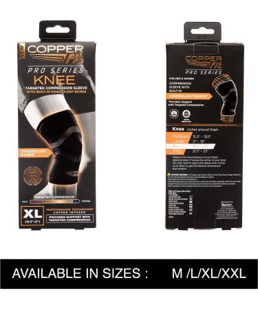 Copper Fit Pro Series Black Large Knee Compression Sleeve - Support and Pain Relief - Buy Online on GoSupps.com