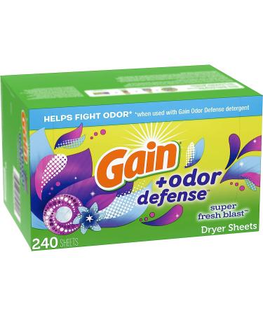 Gain Odor Defense Dryer Sheets 240 ct - Super Fresh Blast Scent Fabric Softener - Buy Online on GoSupps.com