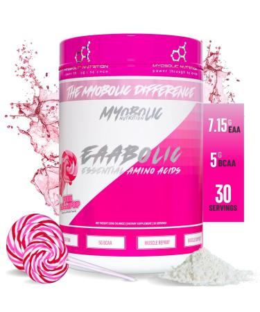 EAABOLIC EAA Powder - Pink Lollipop Flavor Enhanced Muscle Recovery & Growth Pre/Intra Workout 30 Full-Dose Servings Non-GMO Gluten-Free