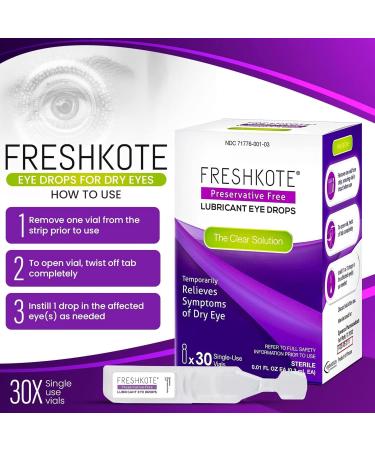 FRESHKOTE Eye Drops for Dry Eyes - 30 Single-Use Vials Preservative-Free Lubricant for Contacts Includes Ammonia-Free Glass Cleaner & Microfiber Cloth - Fast International Shipping - Buy Online on GoSupps.com