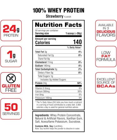 Labrada Nutrition 100% Whey Protein Powder - Strawberry Flavor 4.13 lb | Buy Internationally - Best Protein Supplement for Fitness - Buy Online on GoSupps.com