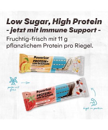 Powerbar Protein Plus Low Sugar + Immune Bar (16x35g) Strawberry Yogurt - Buy Online on GoSupps.com