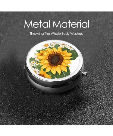 Buy Yellow Sunflowers & White Flowers Round Pill Box - 3 Compartment Portable Travel Medicine Organizer - Buy Online on GoSupps.com