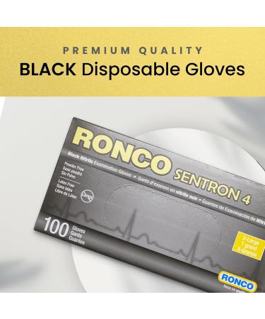 Black Disposable Nitrile Gloves XL Heavy Duty Powder-Free Industrial Grade 4 MIL Thickness Texture Ronco Sentron4 (Extra Large) 100 Gloves - Buy Online on GoSupps.com